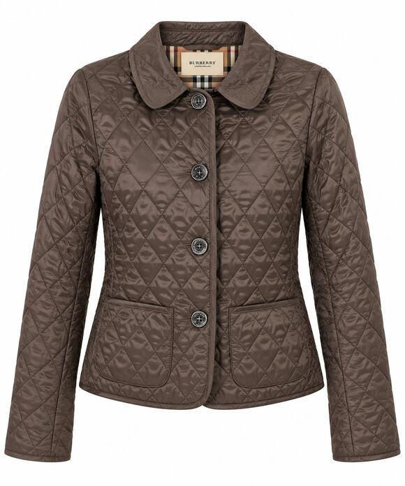 Burberry Jackets & Blazers - Burberry Brown Diamond Quilted Jacket Nova Check Lining Size Medium Button Coat